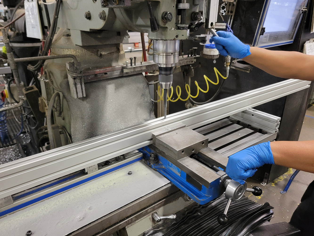 T-slot aluminum extrusions for industrial automation and machining setup