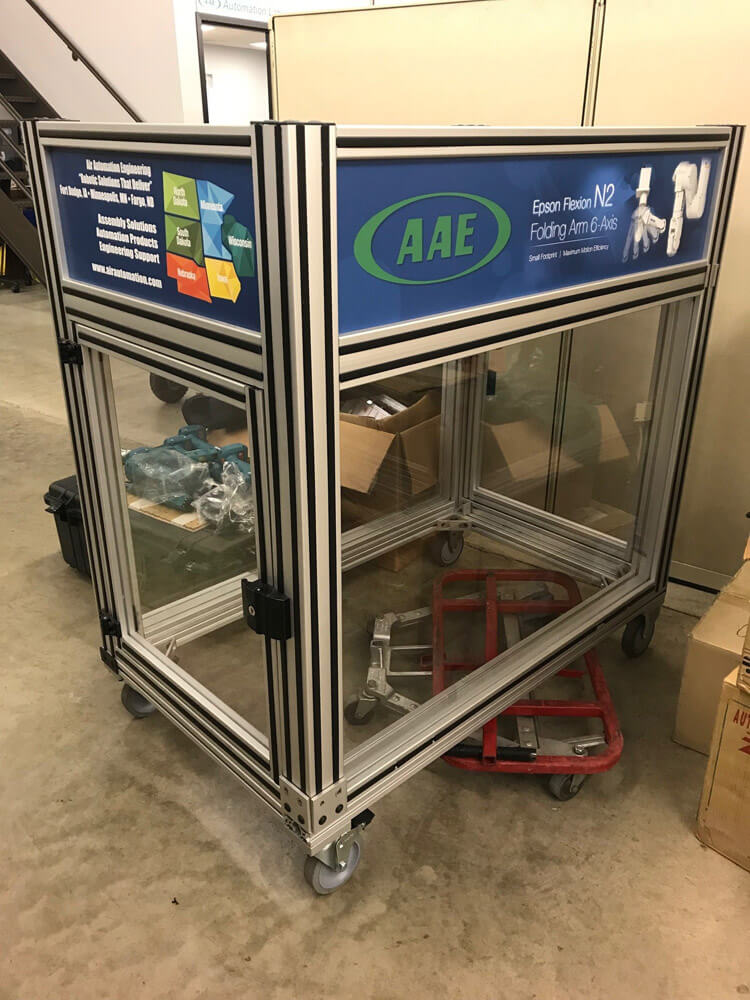 Aluminum extrusion profile robot enclosure with safety guarding