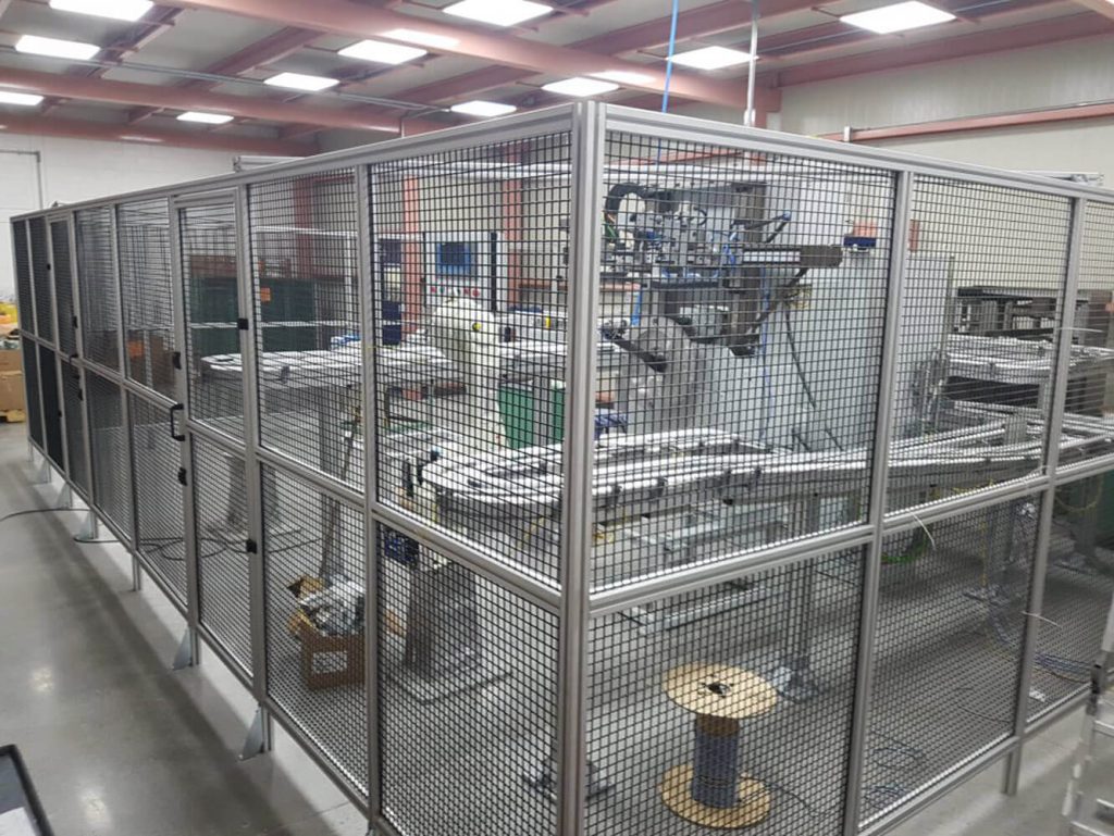 T-slot aluminum extrusion safety guarding panels for industrial machine protection