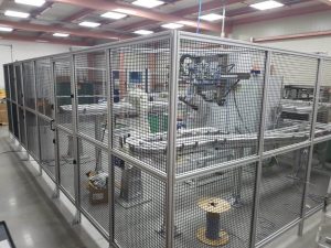 T-slot aluminum extrusion safety guarding panels for industrial machine protection