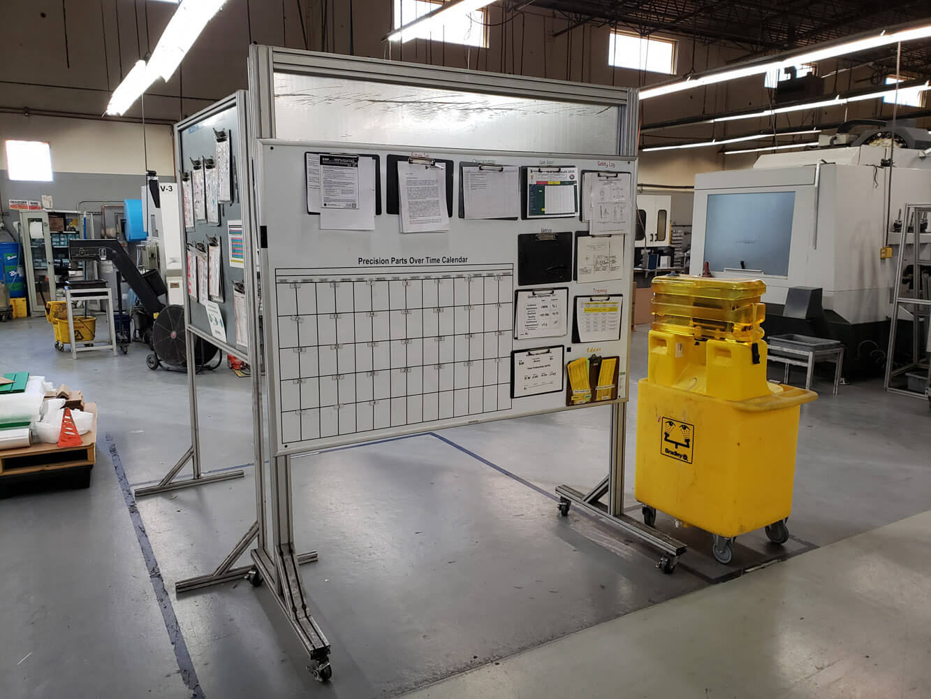 Aluminum extrusion Kanban board system for lean manufacturing tracking