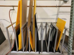 T-slot extruded aluminum material storage system
