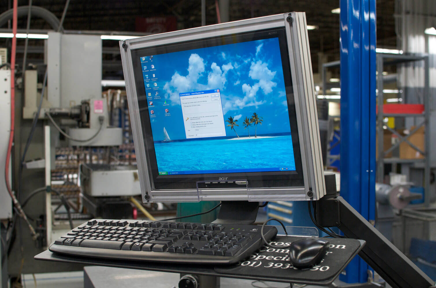 Custom aluminum extrusion monitor enclosure with T-slot framing